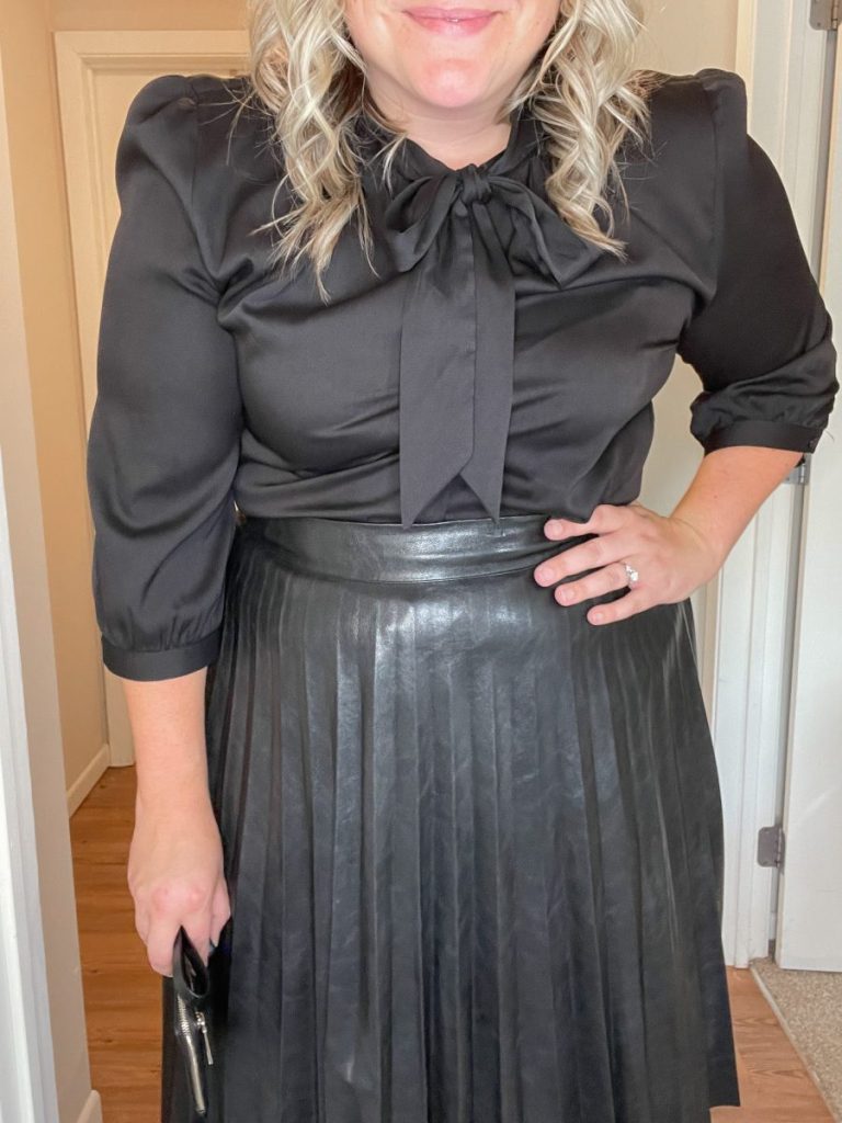 Plus Size Tie Neck Blouse