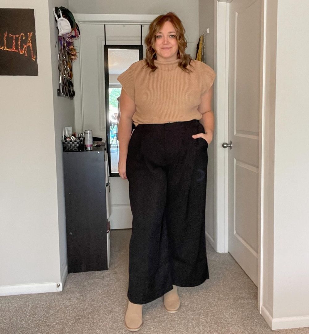 black and camel plus size outfits Tara Jane Style