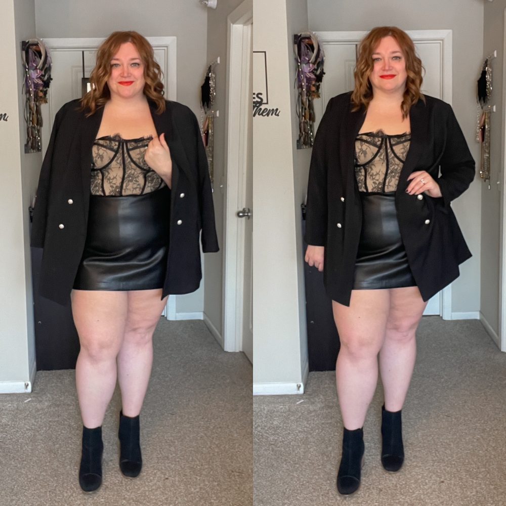 Faux Leather Date Night Girls Night Outfits Plus Size Tara Jane Style