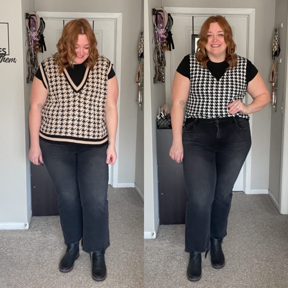 Houndstooth Outfit Inspiration Tara jane Style Plus Size Fashion Tip